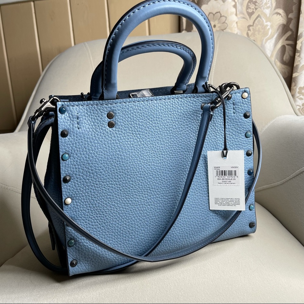 New! Coach 1941 Rogue 25 Rivets Blue & Pewter - Picture 2 of 8
